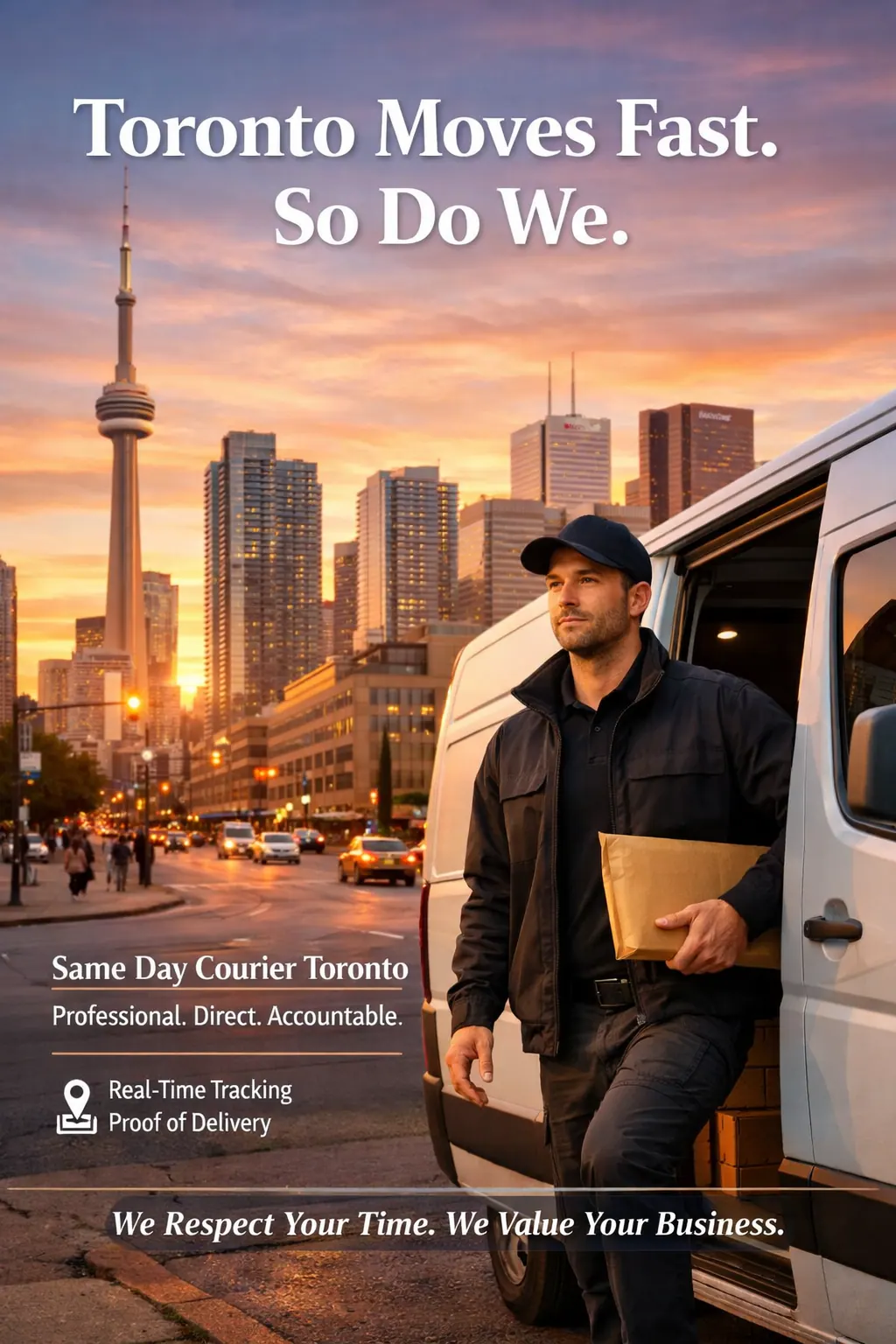 A to Z Courier® driver beside a delivery van in Toronto
