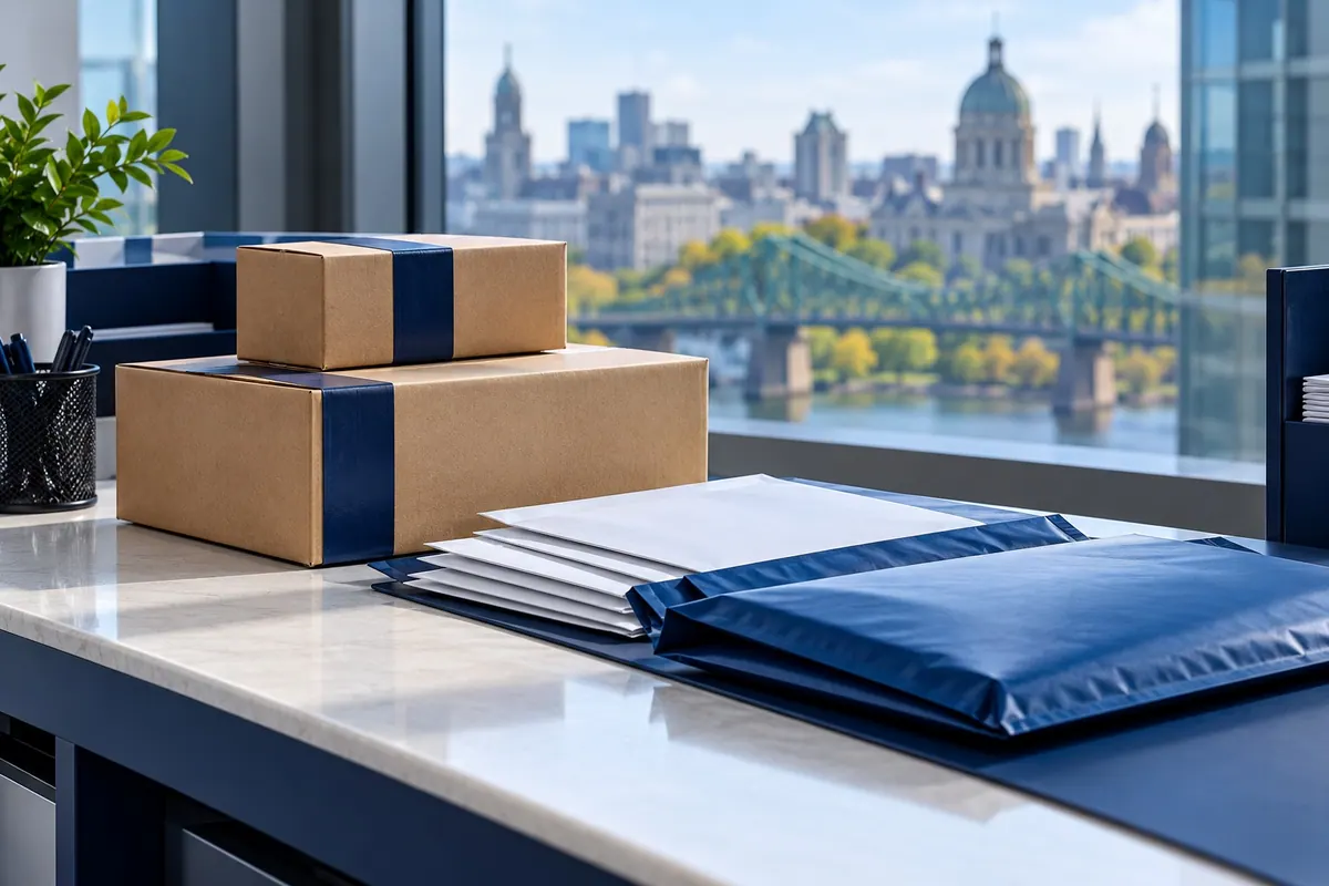 Illustrative sealed documents and parcels ready for business courier delivery.